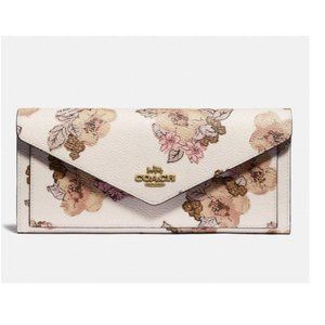 Soft Wallet With Floral Bouquet Print Brass/Chalk
